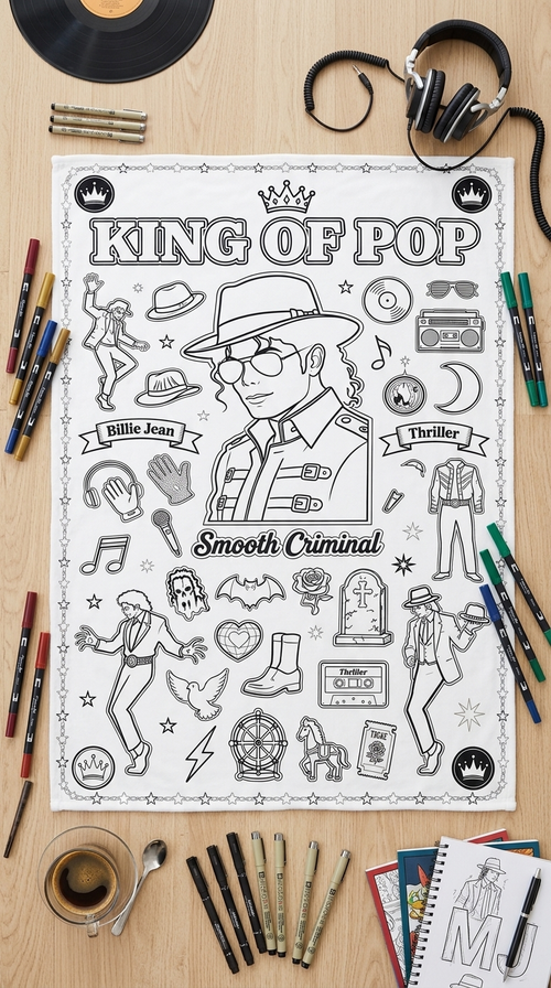 King of Pop Coloring Blanket